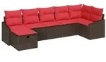 vidaXL Sofa Set mit Kissen mit Speicher Braun Poly-Rattan