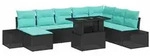 vidaXL Gartensofa-set 9 stk. Schwarz und Blau Poly-Rattan