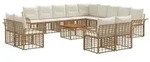 vidaXL Outdoor-Sofagarnitur 14 pcs Nat&uuml;rlich und Cremwei&szlig; Polyester