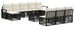 vidaXL Gartensofa-set 11 pcs Schwarz Poly-Rattan