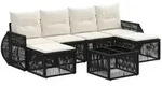 vidaXL Gartensofa-set 7 pcs Schwarz und Cremewei&szlig; Poly-Rattan