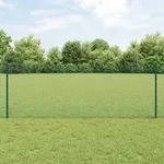 vidaXL Geschwei&szlig;ter Drahtzaun mit 22 U Pfosten Gr&uuml;n 0.8x50 m Stahl