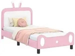 vidaXL Kinderbettgestell mit Kopfteil Rosa 90 x 200 cm PU
