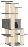vidaXL Katzennbaum mit Sisal-Kratzs&auml;ulen Hellgrau 161 cm