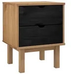 vidaXL Nachttisch OTTA Schwarz 45 x 39 x 57 cm Massives Kiefernholz