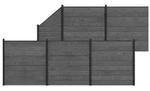 vidaXL Zaunelement 6 pcs WPC und Aluminium Grau