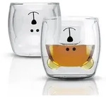 Intirilife 2x Doppelwandiges Thermo Glas Set in 230 ml im B&auml;ren Design &ndash;