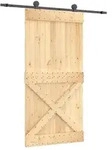 vidaXL Schiebet&uuml;r Nat&uuml;rlich und Schwarz 100 x 210 cm Massivkiefer