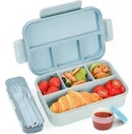 Brotdose Kinder 1300ML Lunchbox Auslaufsicher 4 F&auml;cher Bento Box Blau