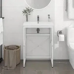 vidaXL Badezimmer Waschtischgestell Wei&szlig; 59x38x83 cm Eisen