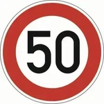 Verkehrszeichen VZ 274-50 H&ouml;chstgeschwindigkeit 50 km/h D.600 mmx2mm Ronde RA2