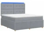 vidaXL LED Boxspringbett mit Matratze Hellgrau 160 x 200 cm Stoff