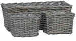 vidaXL Blumentopfkorb mit Speicher 3 pcs Grau Kubu Rattan