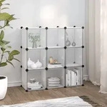 vidaXL Regalsystem mit 9 W&uuml;rfeln und T&uuml;ren Transparent PP