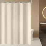 Duschvorhang Beige 220x180cm Beschwerter Saum Antischimmel