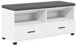 vidaXL Flurbank mit Kissen mit Schubladen Wei&szlig; 100 x 38 x 46 cm