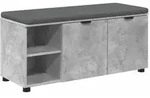 vidaXL Flurbank mit Kissen mit Regal Betongrau 100 x 38 x 46 cm