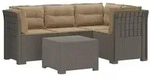 vidaXL 4-Sitzer Garten Sofa mit Kissen Rattan Look PP Hellgrau