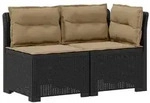 vidaXL 2-Sitzer Garten-Sofa mit Kissen Rattan-Look PP Anthrazit