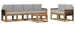 vidaXL Outdoor-Sofagarnitur mit Kissen 6 pcs Nat&uuml;rlich und Hellgrau