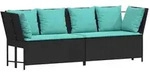 vidaXL Gartensofa mit Kissen Schwarz Poly Rattan