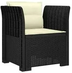 vidaXL 1-Sitzer Sessel mit Kissen Rattan-Look PP Anthrazit