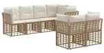 vidaXL Outdoor-Sofagarnitur mit Kissen 7 pcs Natur Polyester