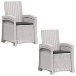 vidaXL Liegesessel Garten Rattan-Optik 2 pcs Wei&szlig; und Anthrazit PP