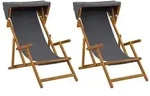 vidaXL Liegestuhl 2 pcs 3 Position Massives Eukalyptus Holz Grau