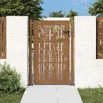 vidaXL Gartentor 105x130 cm Cortenstahl Bambus-Design