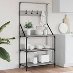vidaXL B&auml;ckerregal mit Haken 4 B&ouml;den Grau Sonoma Holzwerkstoff