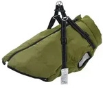 vidaXL Hundemantel mit Geschirr Olivegr&uuml;n L48 Fleece und Polyester