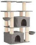 vidaXL Katzennbaum mit Sisal-Kratzs&auml;ulen 2 Stk. Hellgrau 147 cm