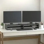 vidaXL Monitorst&auml;nder Grau 100x27x15 cm Massivholz Kiefer