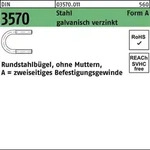 Rundstahlb&uuml;gel DIN 3570 o.Mutter A 64/NW 50 Stahl galv.verz. 50 St&uuml;ck