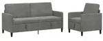 vidaXL Sofa Set mit Stauraum 2 stk. Dunkelgrau Polyester