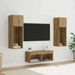 vidaXL TV-Wandregale 4 pcs Schwarz Eichen-Optik Holzwerkstoff