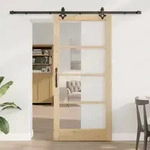vidaXL Schiebet&uuml;r mit Hardware-Set 93x202 cm Vollholz-Kiefer