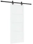 vidaXL Schiebet&uuml;r Wei&szlig; und Schwarz 83 x 202 cm Massives Kiefernholz