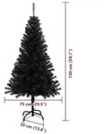 vidaXL Weihnachtsbaum mit 150 LEDs mit St&auml;nder Schwarz 150 cm PVC
