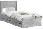 vidaXL Bettgestell mit Stauraum und Kopfteil Betongrau 75 x 190 cm
