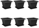 vidaXL Blument&ouml;pfe 6 pcs Schwarz 43 x 43 x 33,5 cm Kunststoff