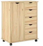 vidaXL Rollschrank Mit Rad Braun 63,5 x 39 x 79 cm Massivholz Kiefer