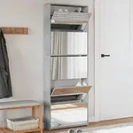 vidaXL Schuhschrank mit Spiegel 5 F&auml;cher Betongrau 63x17x169,5 cm