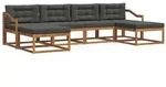 vidaXL Outdoor-Sofagarnitur mit Kissen 6 pcs Natur und Anthrazit