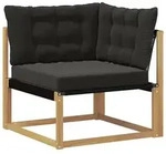 vidaXL Outdoor Ecksofa Massives Akazienholz und Textilene Wei&szlig;