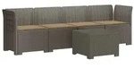 vidaXL 4-Sitzer Gartensofa mit Kissen Rattan Look PP Hellgrau