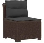vidaXL 1-Sitzer Garten-Sofa mit Kissen Rattan-Look PP Braun