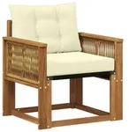 vidaXL Outdoor Mittelsofa Massives Akazienholz und Textilene Natur
