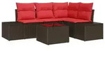 vidaXL Gartensofa-set mit Speicher Braun und Rot Poly-Rattan